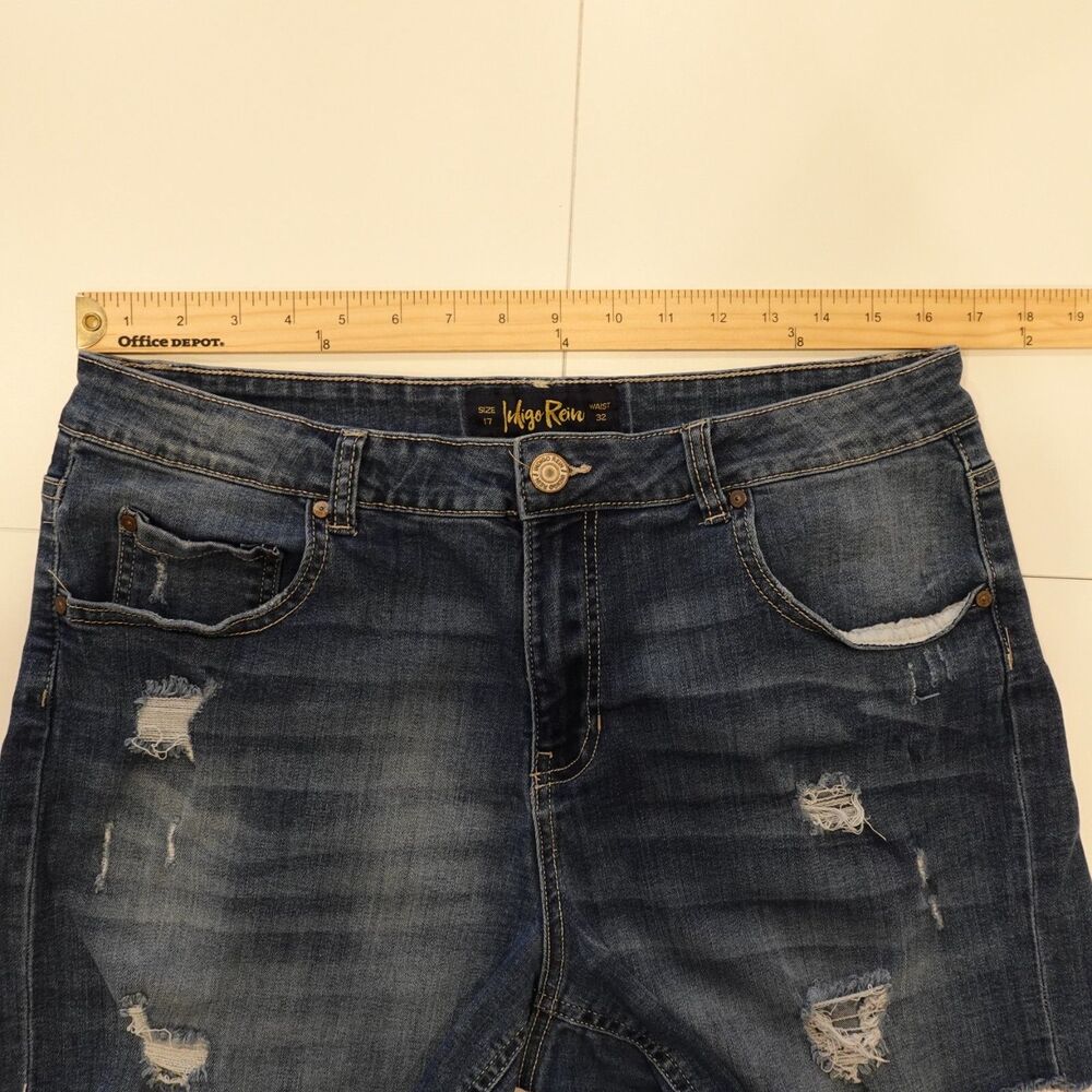 Indego Rein Jean Shorts Juniors Size 17 Distressed Holes Cut Off Peasant Grunge - Picture 4 of 13